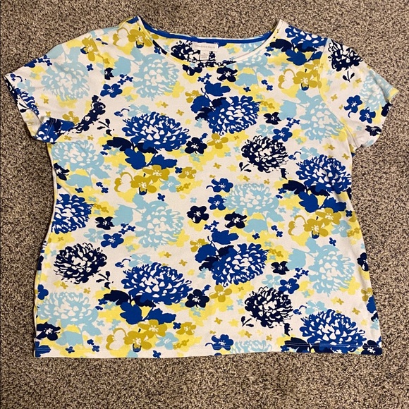 Charter Club Pima Cotton Short Sleeve Floral Print T-Shirt Size XL - Picture 1 of 3